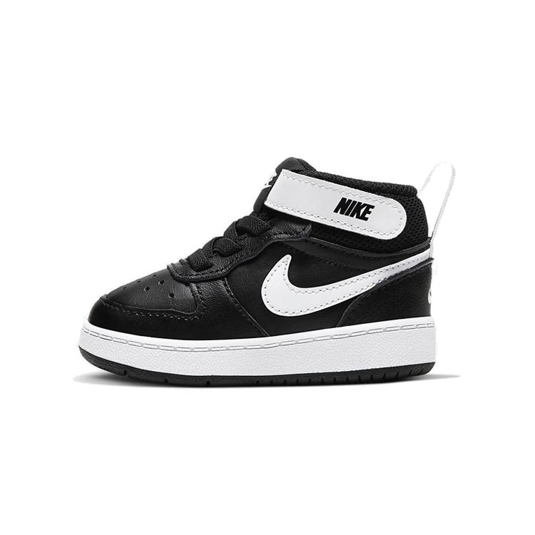 

New Nike Court Borough Mid 2 Support High Top Skateboard Shoes Black White Infant And Toddler CD7784-010 23.5
