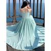 Blue-green Pendulum Temperament Dress Fairy Vacation Thin High-end Dress To Ankle Long and Gentle
