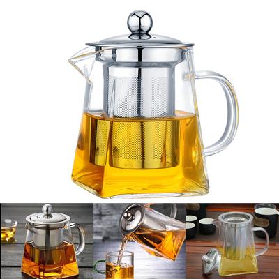 Household Teaware Glass Teapot With Stainless Steel Infuser Heat Resistant 550/750/950ML Tea Infuser Clear Kettle