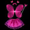 4Pcs Fairy Princess Children Costume Sets Butterfly Wings Wand Headband Tutu Skirt