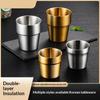 304 Stainless Steel Korean Double-Layer Cup Kid'S Heat-Resistant Milk Cup Golden Beer Coffee Mug Drink Cocktail Cup Tableware