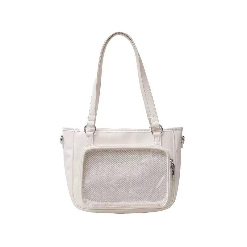 

JIAERDI Harajuku Aesthetic Black Itabag Women Heart Bow Casual Shoulder Backpack Ladies Jk Uniform Transparent Handbag Wallet 32x22x10cm бежевый