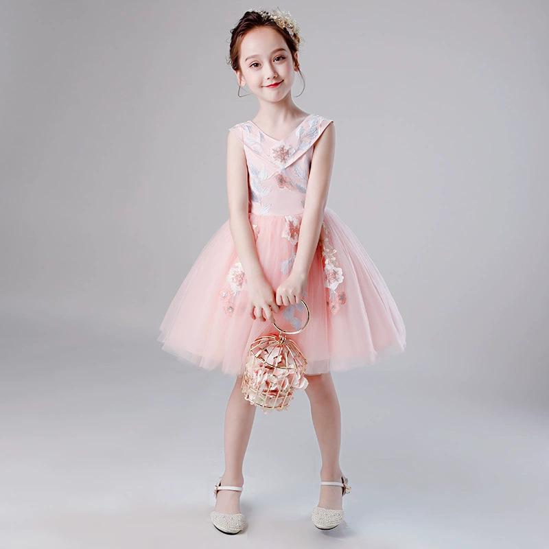 Children's Formal One-Shoulder Princess Dress - Fashionable, Slimming, Fluffy Gauze for Vocal Performance and Art Exams
