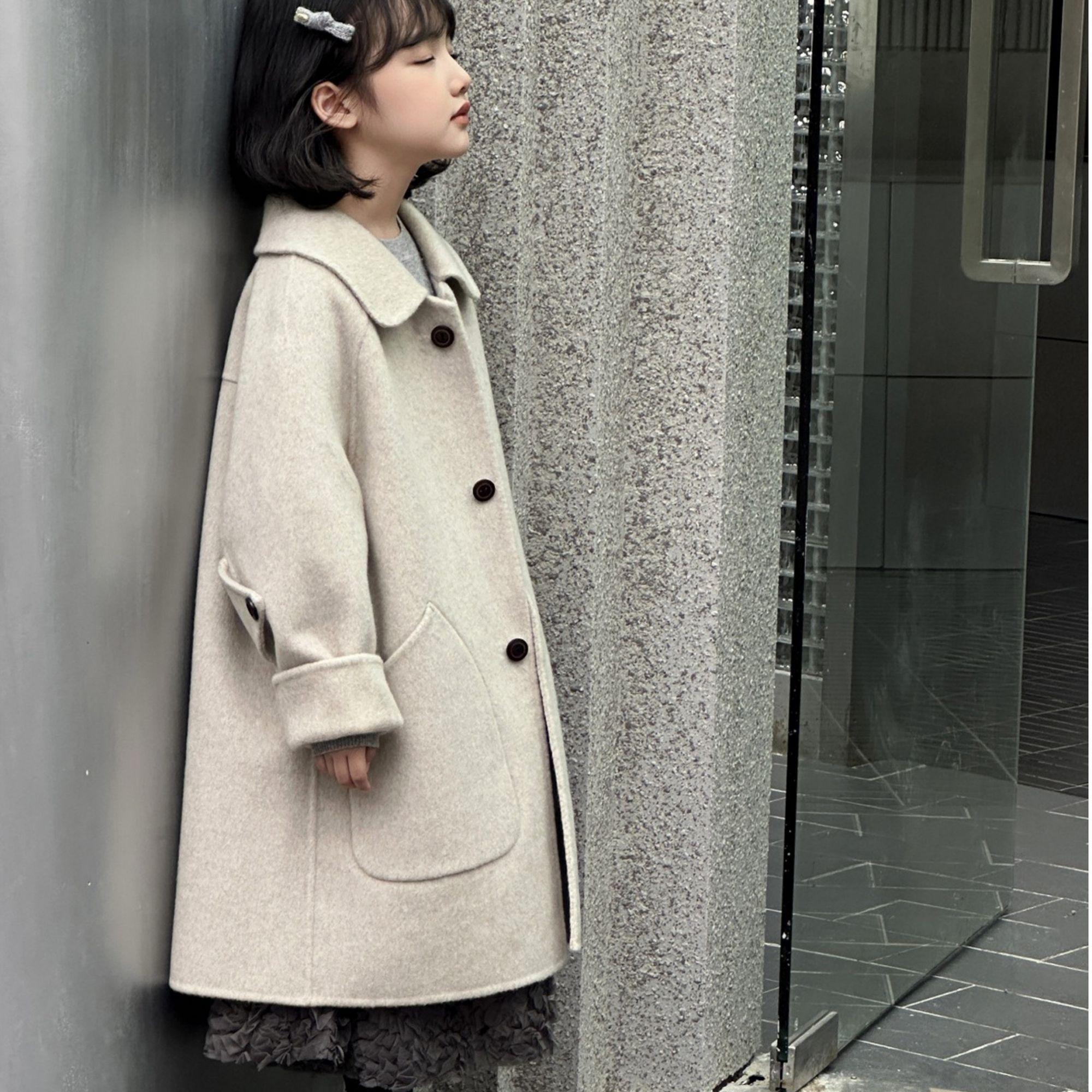 Children`s Casual Wool Coat: Fall/Winter Girls`