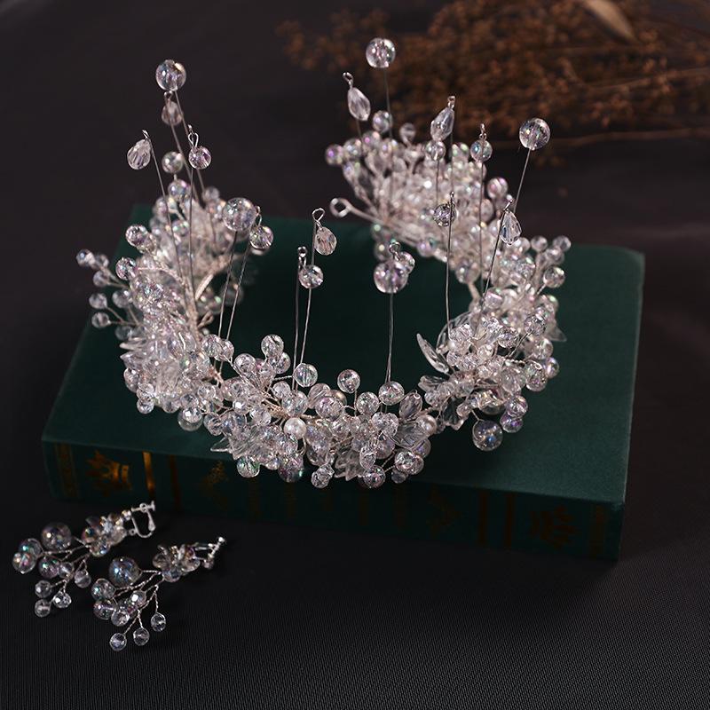 

Жемчужная корона, роскошный темперамент, свадебное платье, укладка, корона для волос, сияющее свадебное белое платье, головной убор, повязка на голову, аксессуары