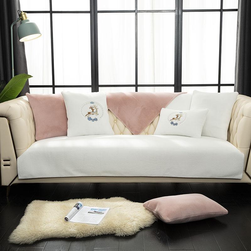 Sofa Cushion Plush Winter Leather Sofa Cushion Non-Slip Thickened Fur Simple Modern Cover Cloth