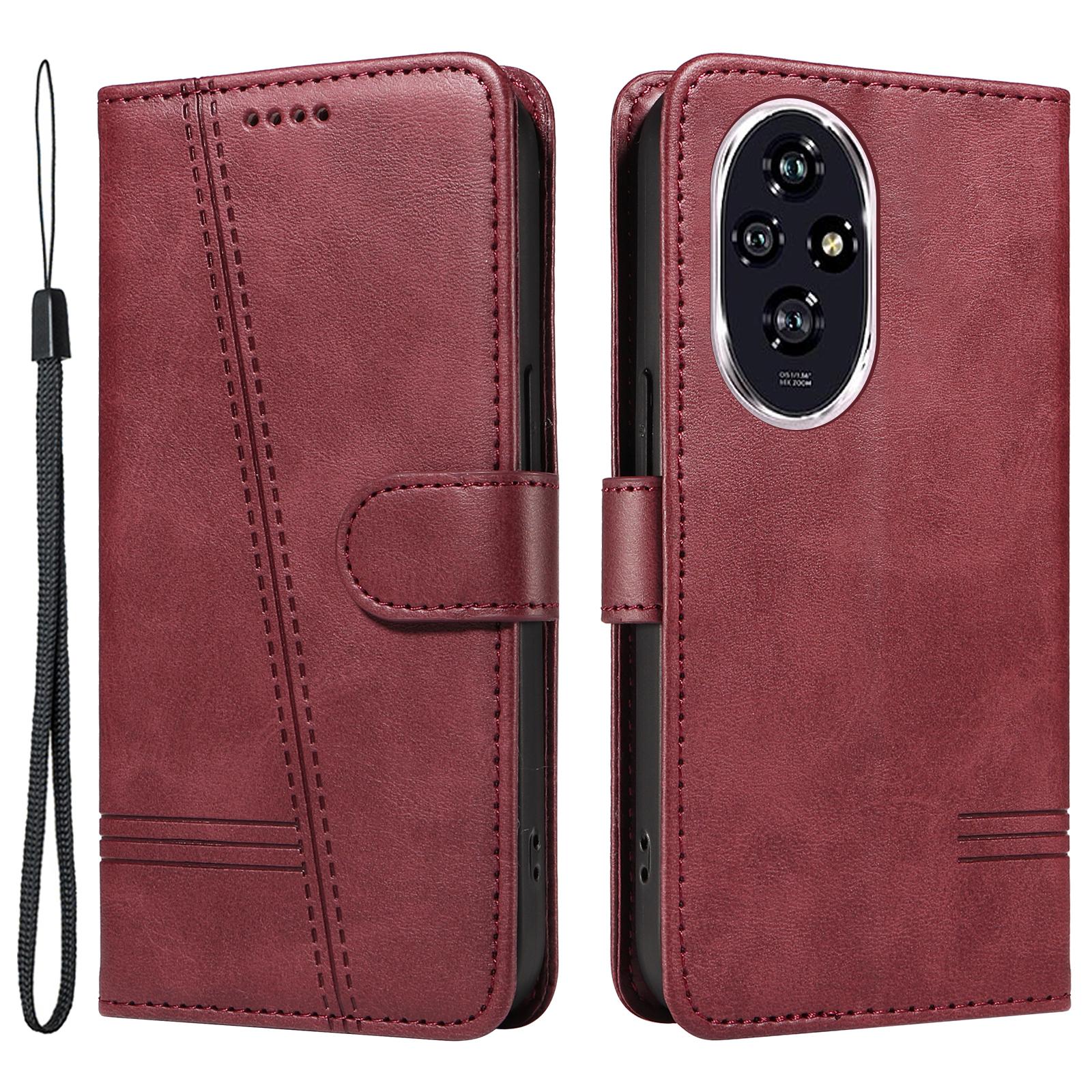 

Для Honor 200 5G Чехол-кошелек из искусственной кожи Чехол для мобильного телефона Магнитная застежка Wine Red