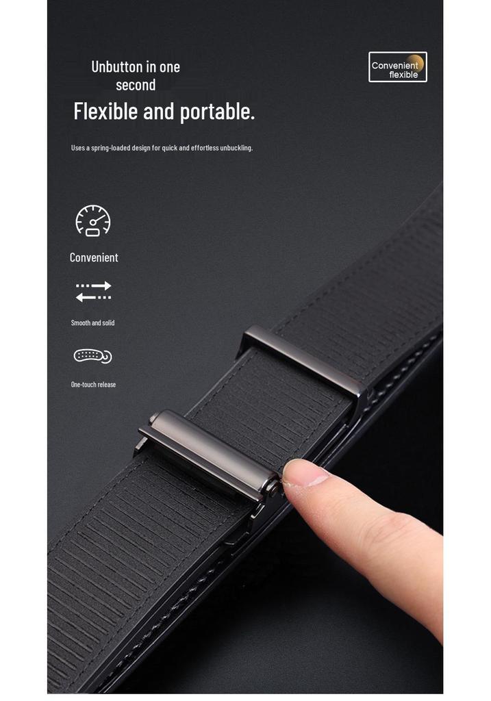 Cintura da uomo in vera pelle con fibbia automatica - Alla moda, Versatile per l'uso in ufficio o casual