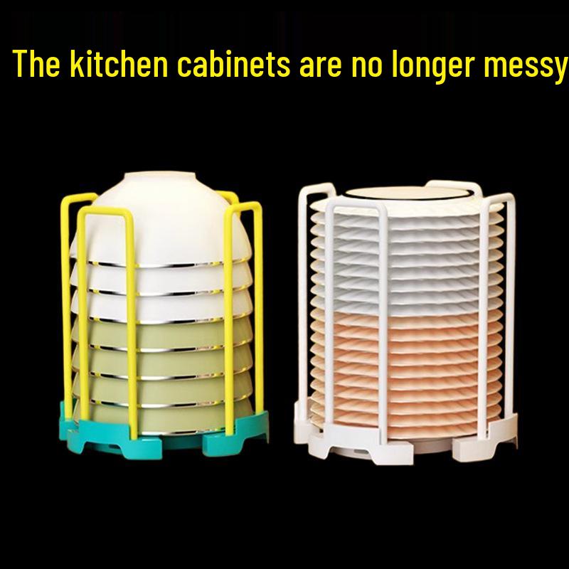 Retractable Dish and Bowl Storage Rack for Kitchen. Single Layer Retractable Bowl Rack [Yellow Blue]