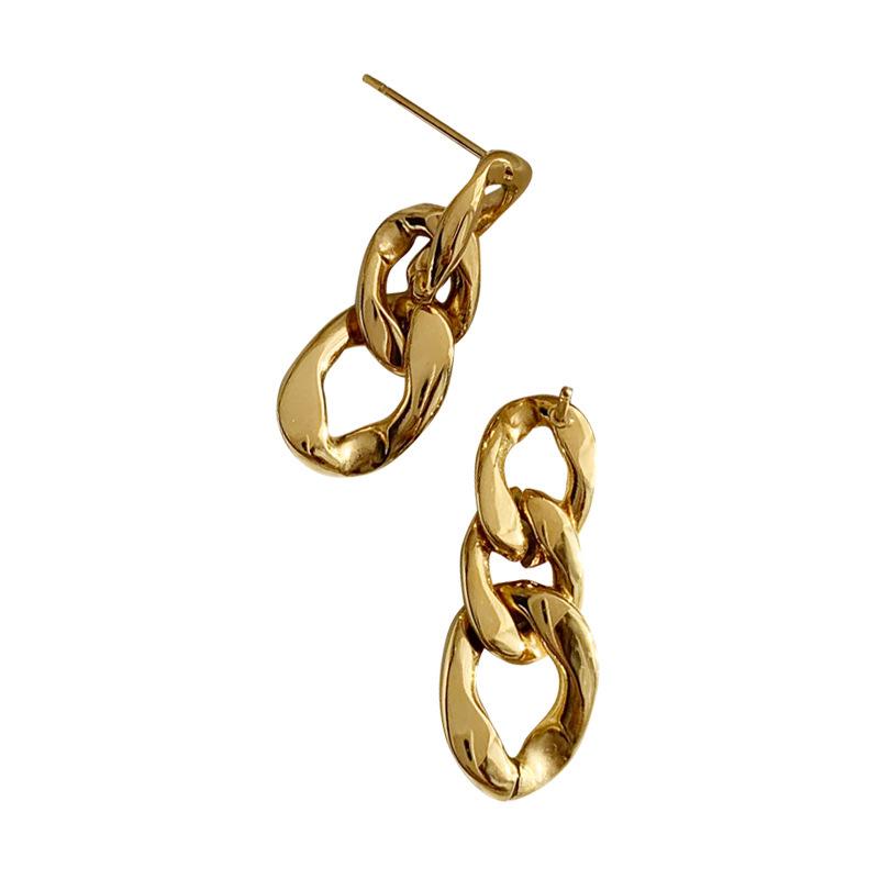 18K Gold Plated French Retro Titanium Steel Earrings: Blogger-Endorsed Heavyweight Ear Studs in High-Cold Style
