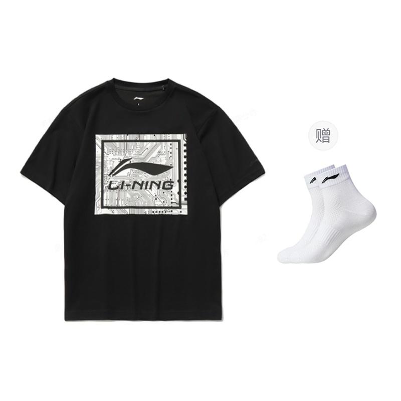 Li-Ning Big Graphic Loose Fit T-shirt 'Black' Men's AHSR339-2