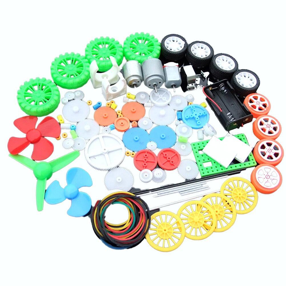 112-teiliges Gleichstrommotor-Kit, elektrischer Minimotor mit Kunststoffzahnrädern, Motorhalterung, Wellenpropeller für DIY-Wissenschaftsprojekte