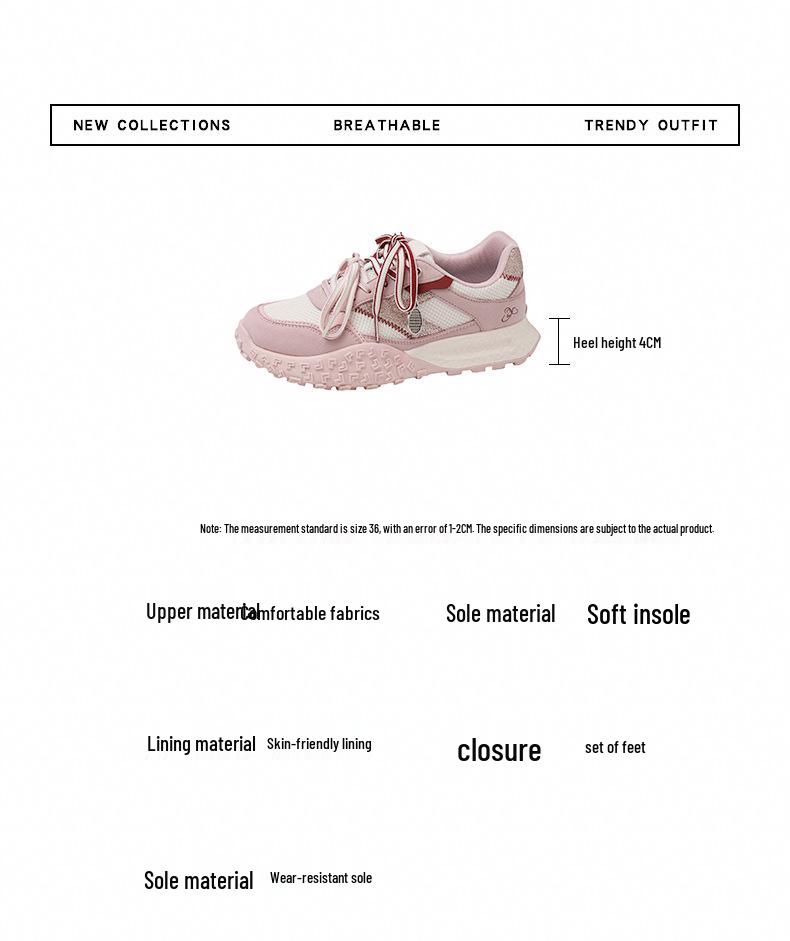 2025 Dames Retro Forrest Gump Høydeøkende Treningssko med Doble Lisser for Vår & Høst