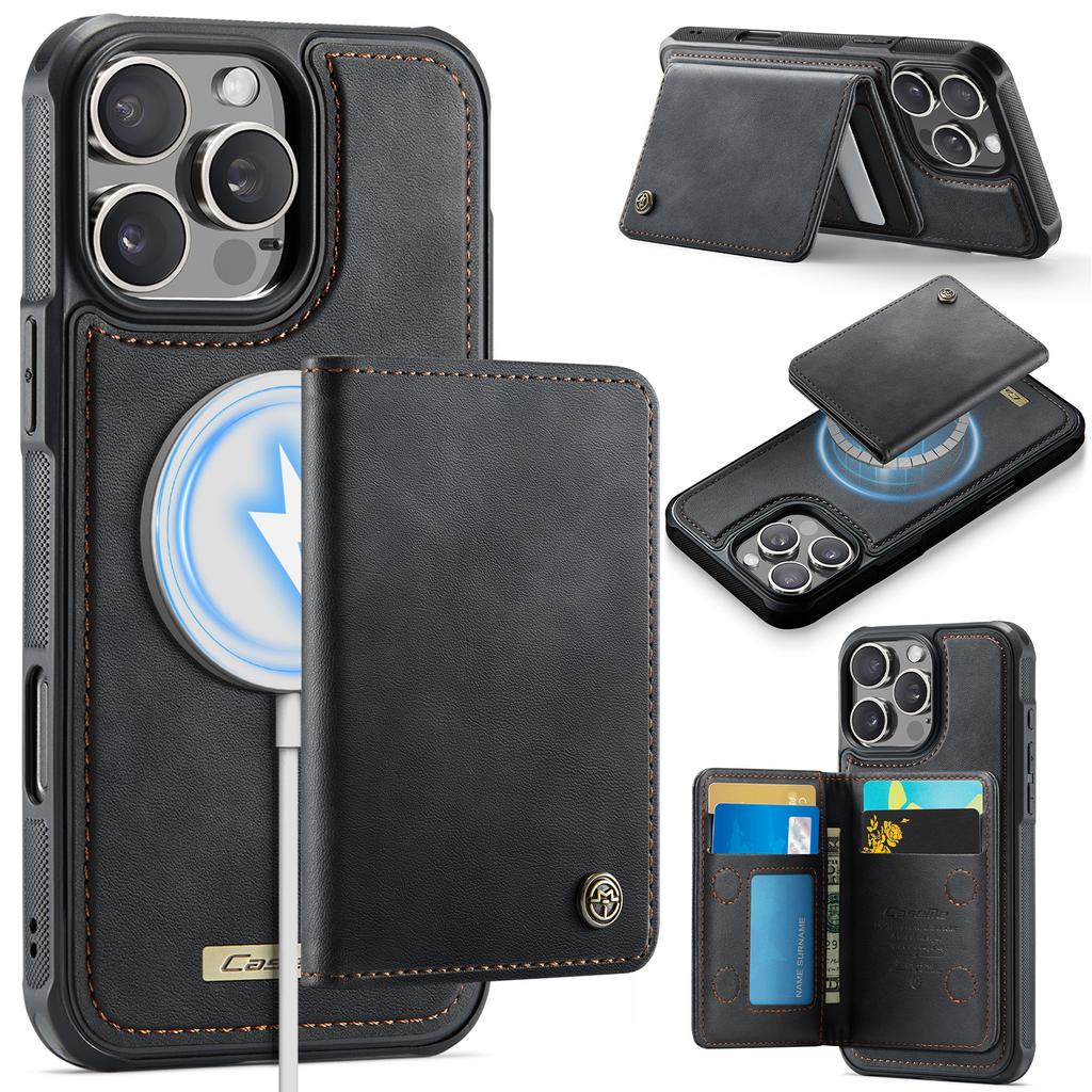 Für iPhone 16 Pro Magnetische Hülle CASEME ME80 Serie Leder PC TPU Handyhülle mit abnehmbarem Portemonnaie