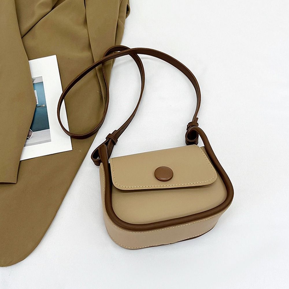 Korean Style Shoulder Bag PU Leather Crossbody Bag Fashionable Small Square Saddle Bag  Women
