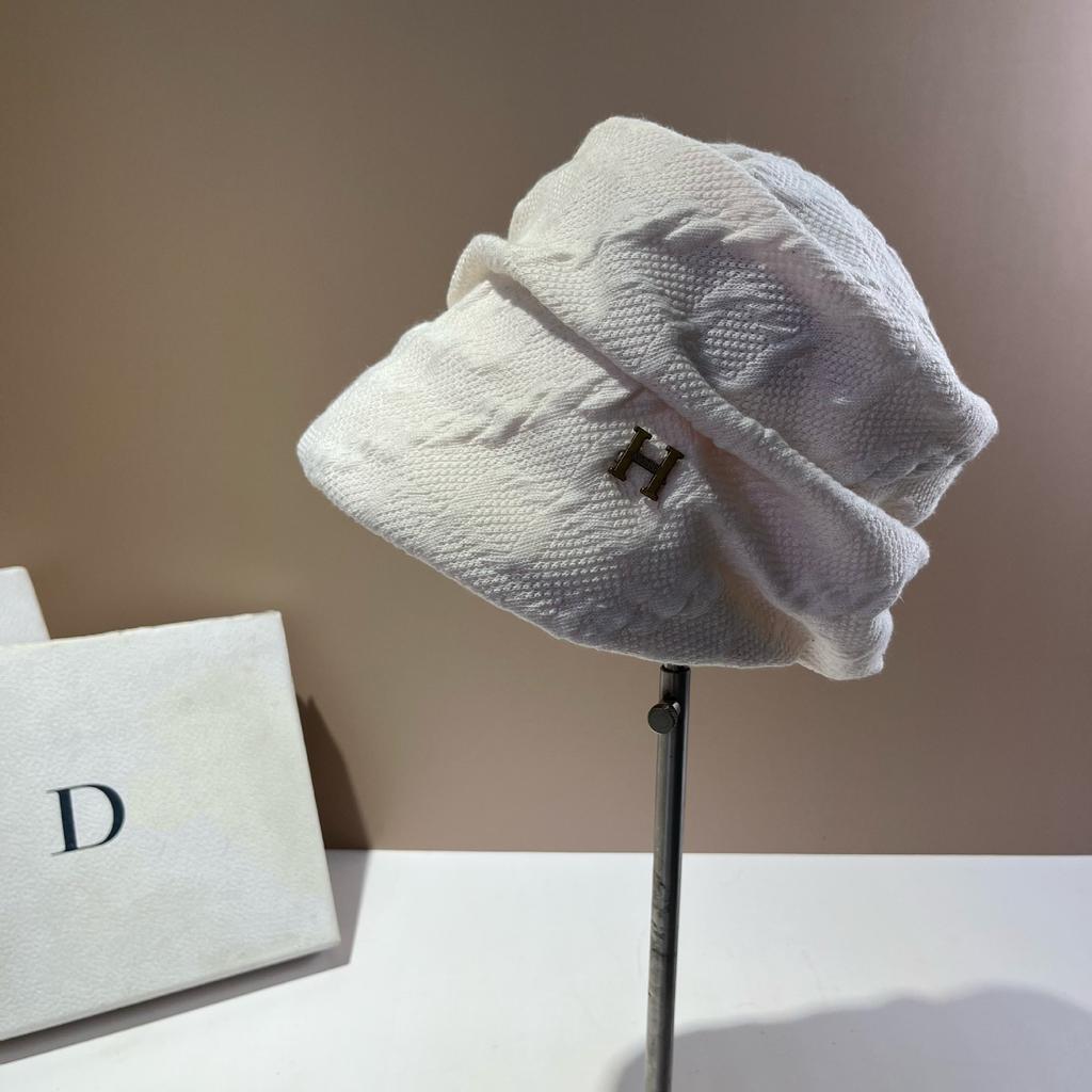 Twist Knitted Stacking Hat Warm Trend Show Face Small Bag Head Hat Plain Makeup Versatile Bucket Hat