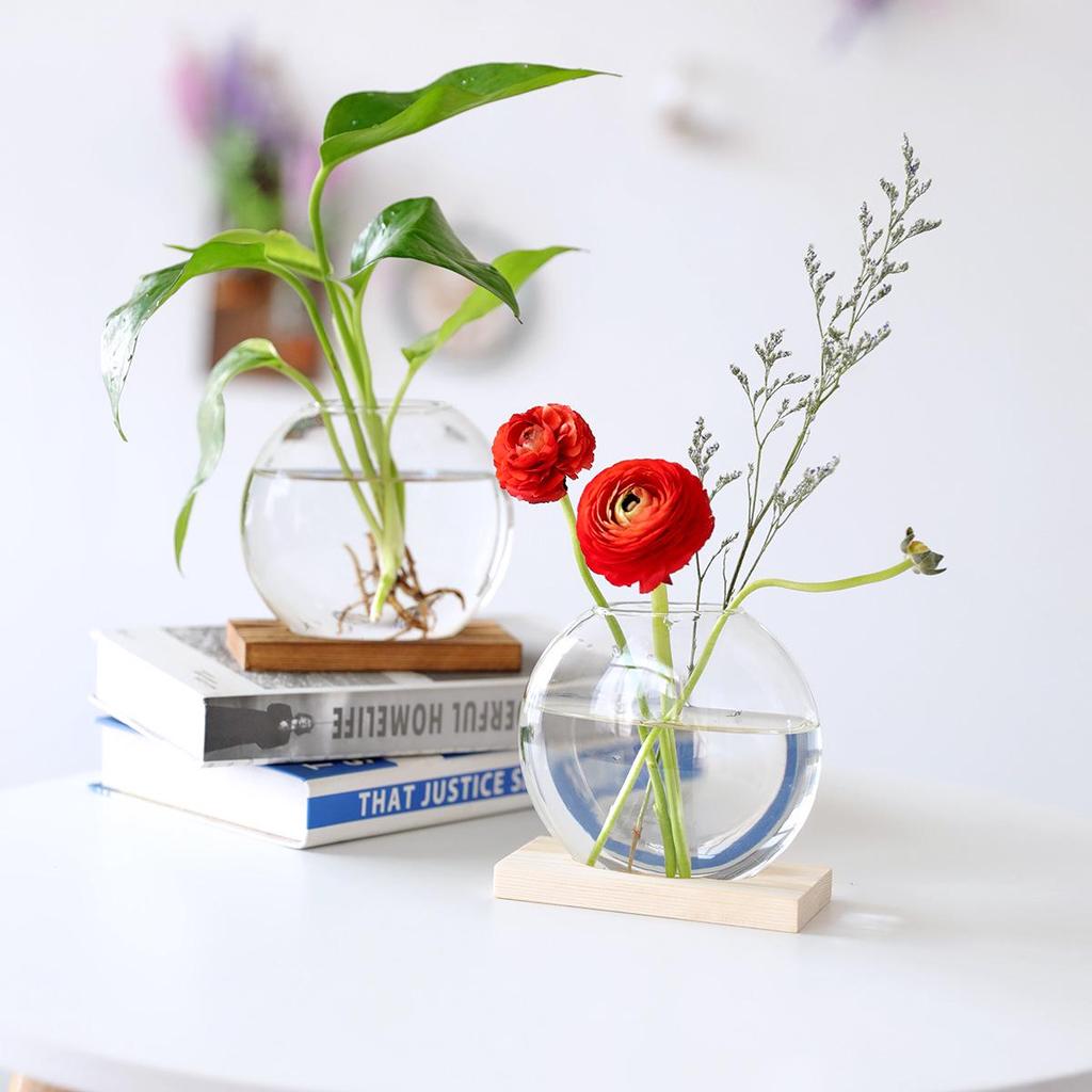 Nordic Wood Art Hydroponic Vase - Pothos Ornament for Living Room & Office Decor