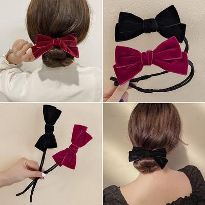 Head Hair Tools Headwear Pan Head Lazy Fluffy Tool Elegant Barrette Bow Temperament Hair Bow Plush Hair Accessories