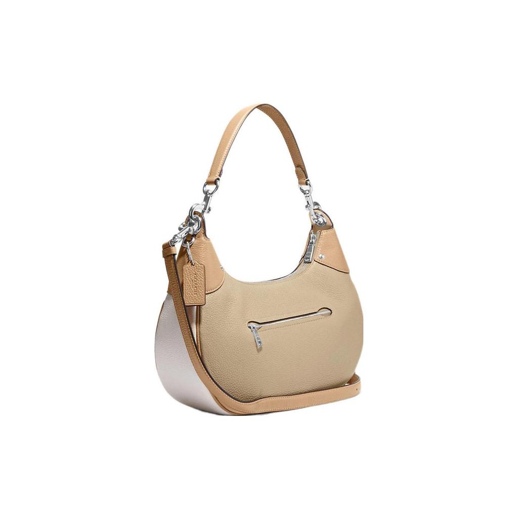 Coach Mara 34 Solid Silver Logo Plaque Pebbled Leather Hobo Bag Women handbags Khaki CH508-SVVFQ