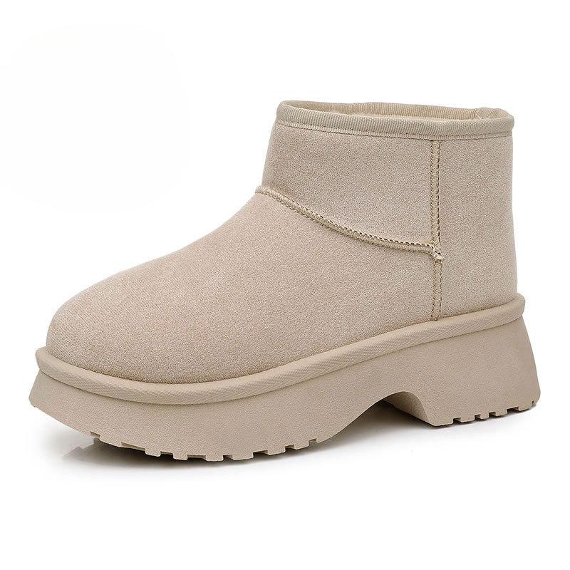 

Women s Fuzzy Snow Boots With Fur Lined Warm Ankle Boot Faux Suede Anti-Slip Winter Shoes for Women Outdoor Chunky Platform Walking Short Booties 41 бежевий