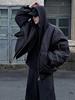 Men's American Faux Two-Piece Quilted Winter Bomber Jacket with Hood
