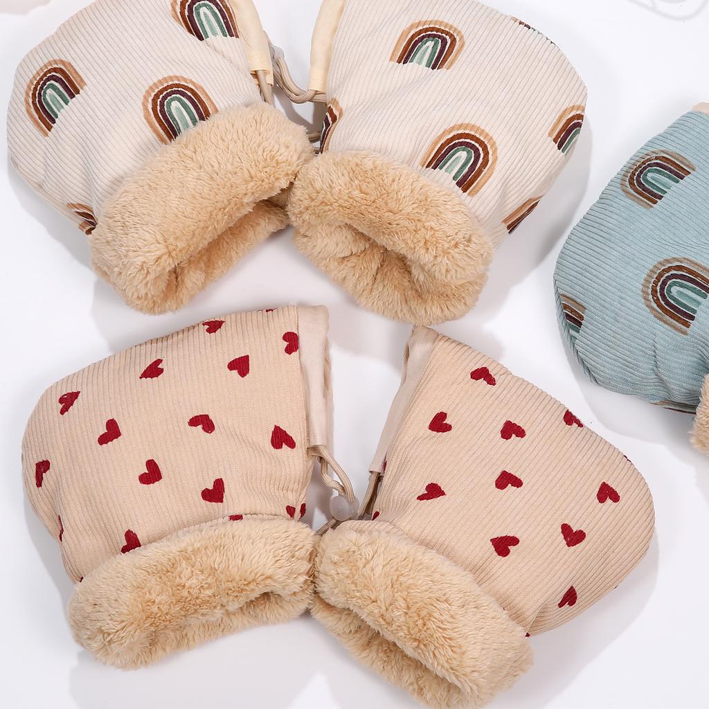 Windproof Infant Stroller Gloves Children's Outdoor Sports Mittens Cartoon Printed Hands Warmer Scooter Accessory for Winter