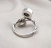 Labradorite & Green Amethyst 925 Sterling Silver Ring: Adjustable Double Stone