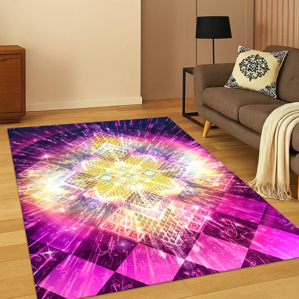 Rainbow 7 Chakra Yoga Meditation Carpet Rug for Living Room Sofa Home Bedroom Doormat Decor,Playroom Non-slip Area Rug Gift