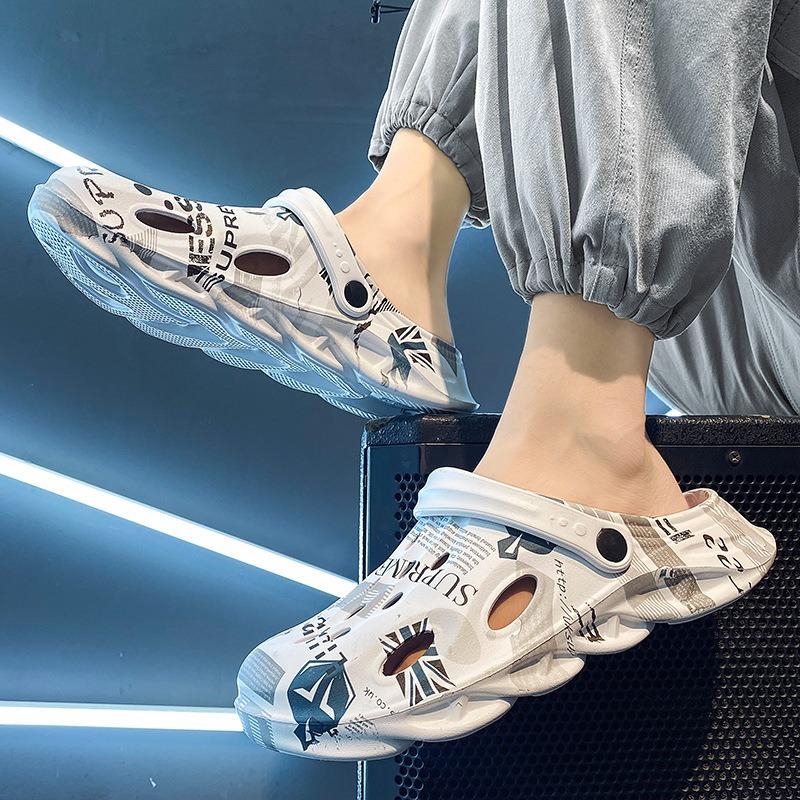 Sandalen Herren Sommer Außenbekleidung rutschfest Taschenkopf Hausschuhe Lochschuhe dicke Sohle verschleißfest Sport Doppelfunktion