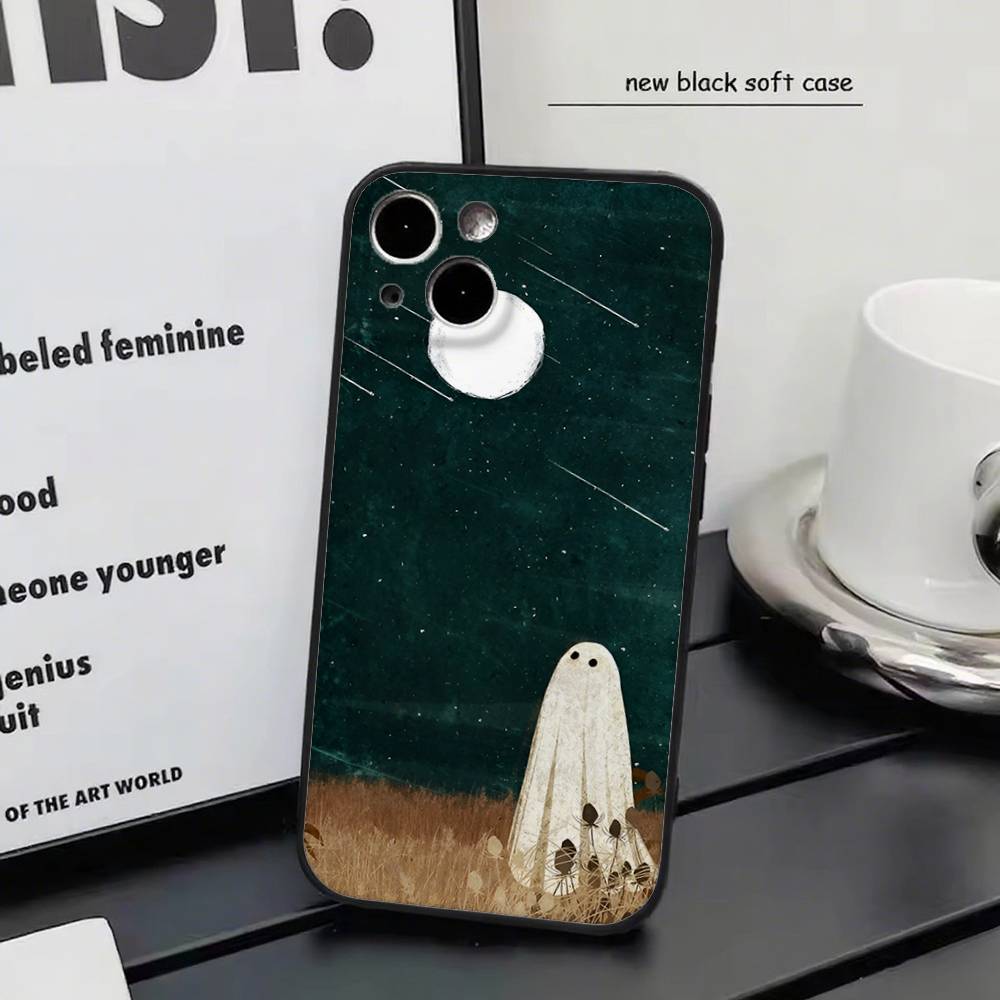 

Ghost Haunted For iPhone 13,17,11,12,16,14,15,Plus,Pro Max Soft Silicone Black Phone Case iphone 15 Pro Max