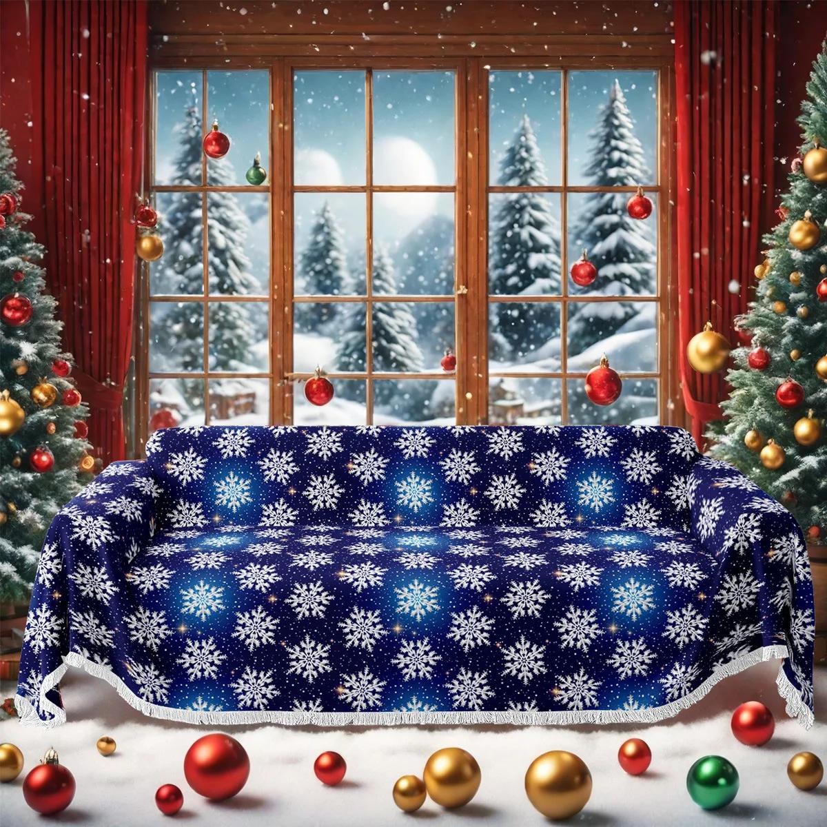 

Плед на диван в рождественском стиле 2026 года, защита от кошек, всесезонный универсальный чехол на диван для гостиной, рождественский декор, подарок 180x130cm