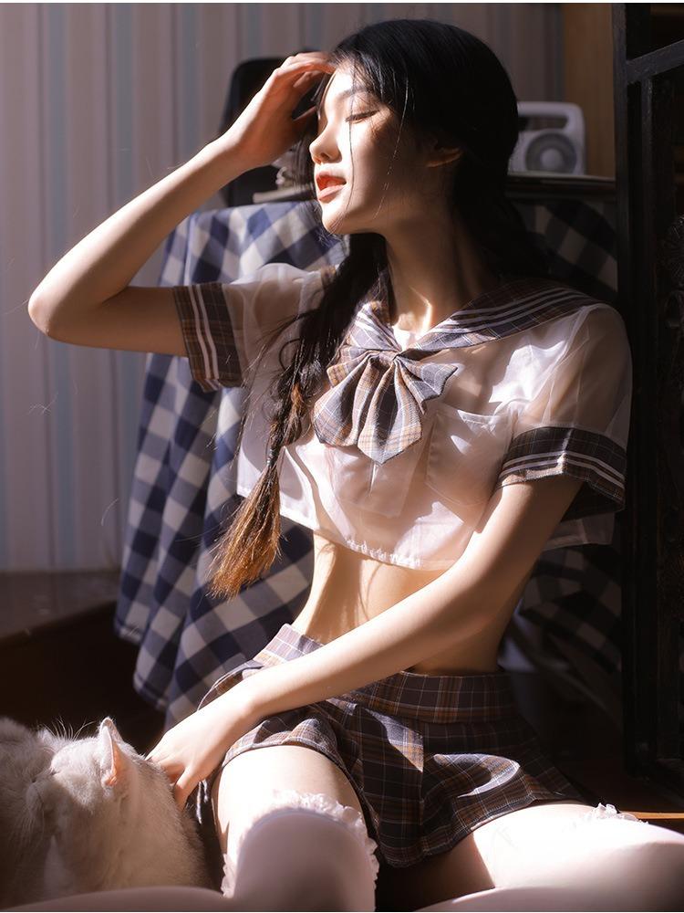 Women Sexy Lingerie Bow Lace One Piece Cosplay Erotic Costume Student Role Play Set Japanese Sexy Bodysuit Women's Underwear Set