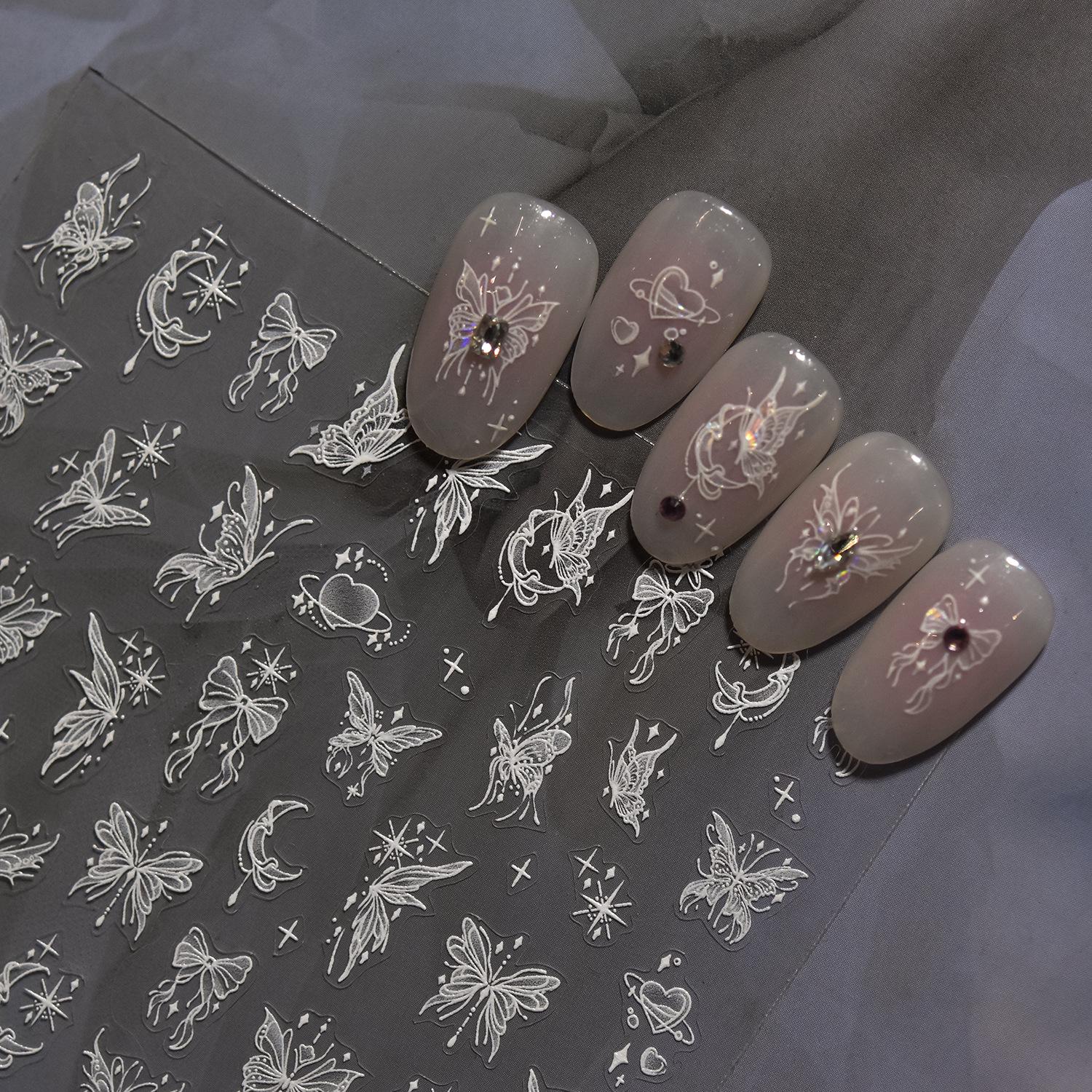 

Tomoni Durable Butterfly & Angel Nail Stickers - Trendy Thin Mobile Nail Art Mix
