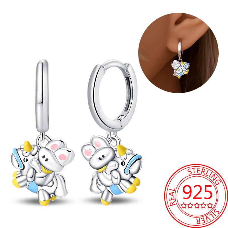 Brincos de abelha para menina adorável amarelo preto dançando abelha feliz s925 brincos de argola presente de aniversário joias de prata