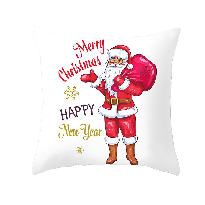 Christmas Peach Skin Pillow Cover Nordic Sofa Cushion Cover Cartoon Print Pillow Cover