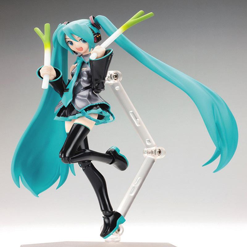 פיגמה חדשה קלאסית של Hatsune Miku figma014 עם מפרקים נעים, פנים מחליפות קול ראשוני, קופסה, דמות המופעלת ביד, אביזרים לניקוי