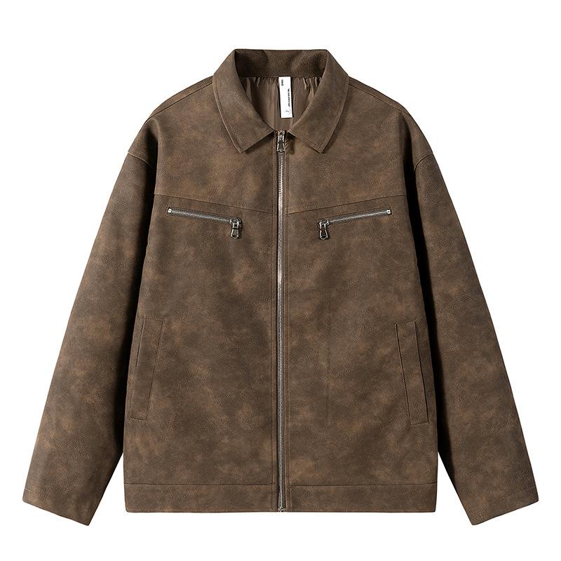 Coat Couple American Retro Short Jacket Men's Autumn Trend Brand Premium Leather Jacket