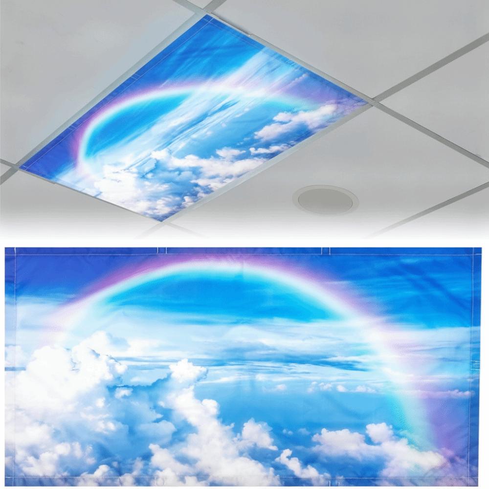 Decoration Light Covers 120*60cm Lampshade Anti-glare 15 Styles Magnetic Light Filters Sky Cloud Fabric Lampshade Offices