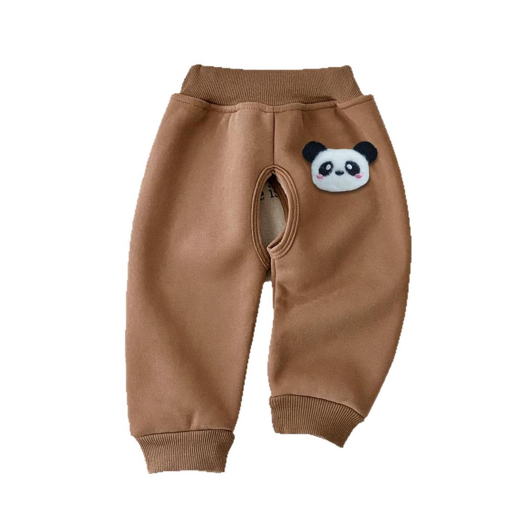 Baby-Sweathose mit Fleecefutter und offener Schritt: Verdickte, warme Herbst-/Winterkleidung für Jungen und Mädchen