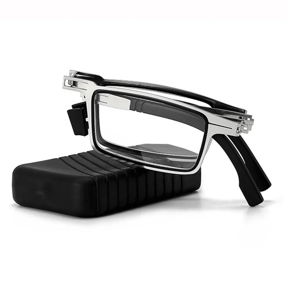 

Foldable Anti Blue Light Reading Glasses Metal Frame Presbyopia Eyeglasses Portable Ultralight Eyewear with Case for Man Woman +400