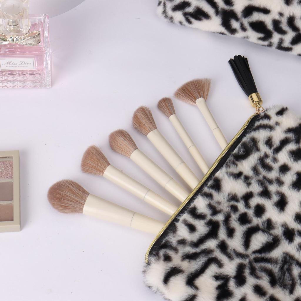 Hochwertige Kosmetiktasche aus Plüsch mit Leopardenmuster – großes Fassungsvermögen und süßes Design für Studentinnen