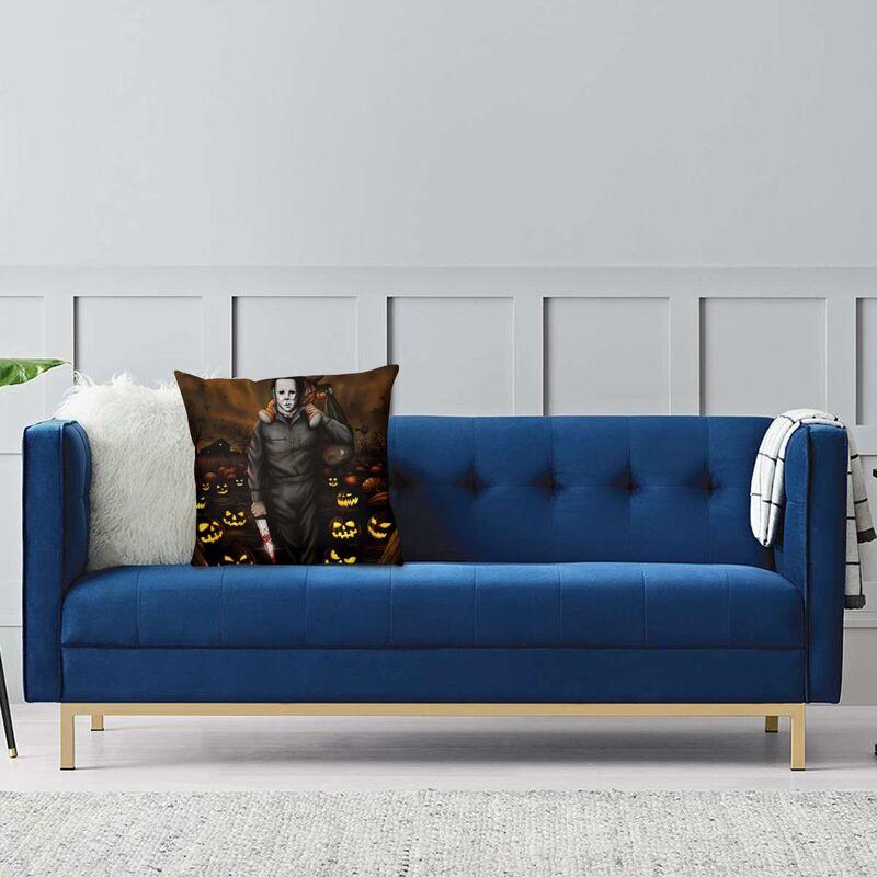 Horror Movie Throw Pillow Case Home Decorative Custom Square Michael Myers Halloween Cushion Cover 45X45 Pillowcover Living Room