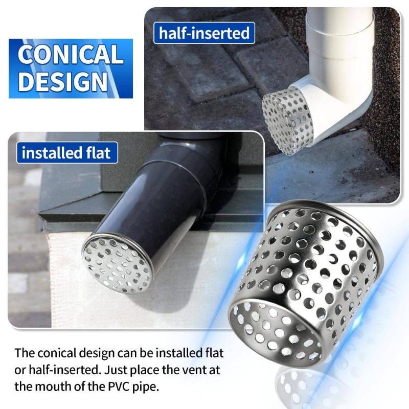 Stainless Steel Anti Clogging Drain Cover Insert Filter for PVC Pipe Cap Size 50MM Prevents Hair Blockage Ideal for Kitchen Bathroom