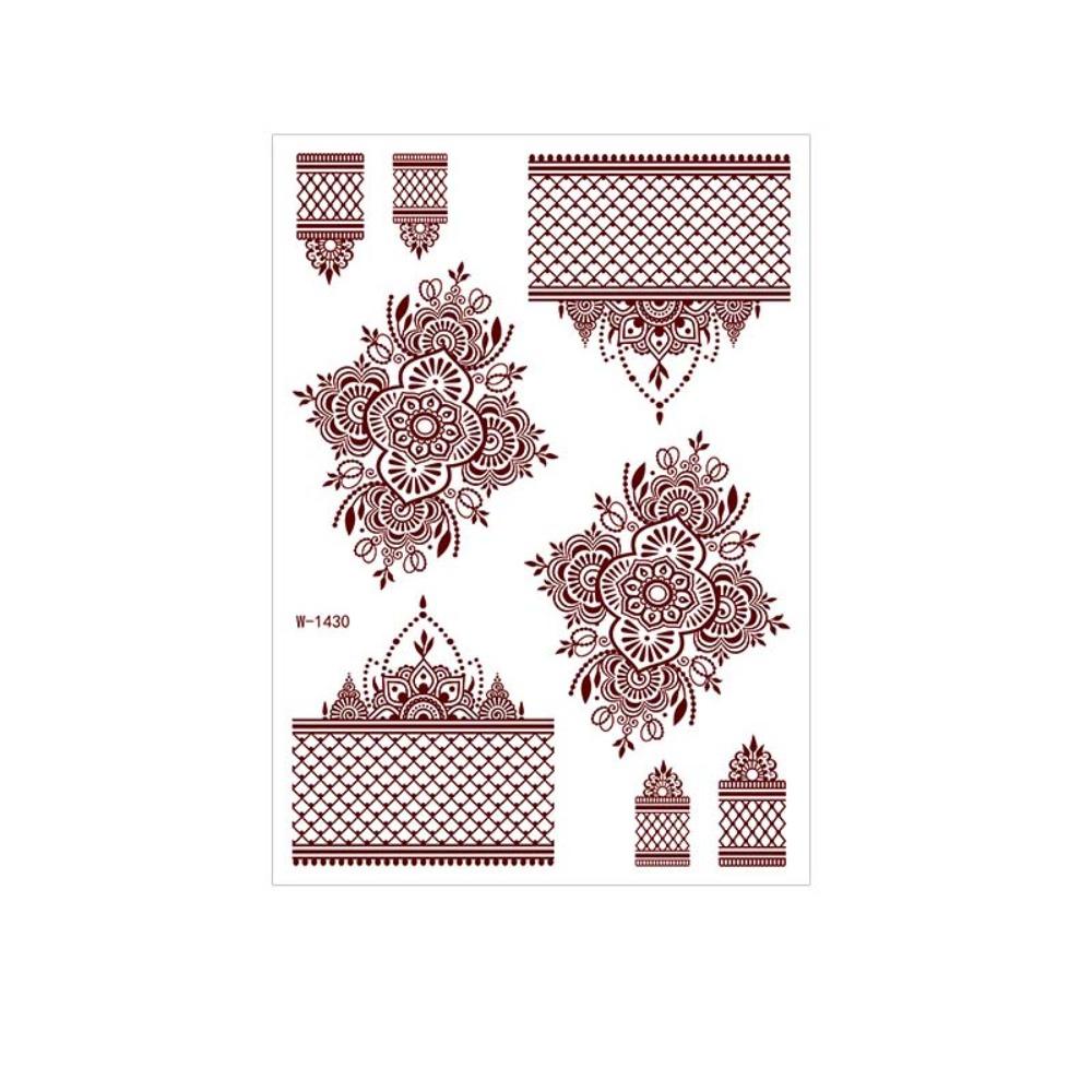 Lace Fake Tattoo Temporary Tattoo Legs Arm Red Henna Tattoo Decals Women/Lady