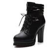 Boots Women's Thick Heel Short Boots Autumn and Winter British Style High Heel Women's Shoes with Velvet Lace Up Women's Boot Trend