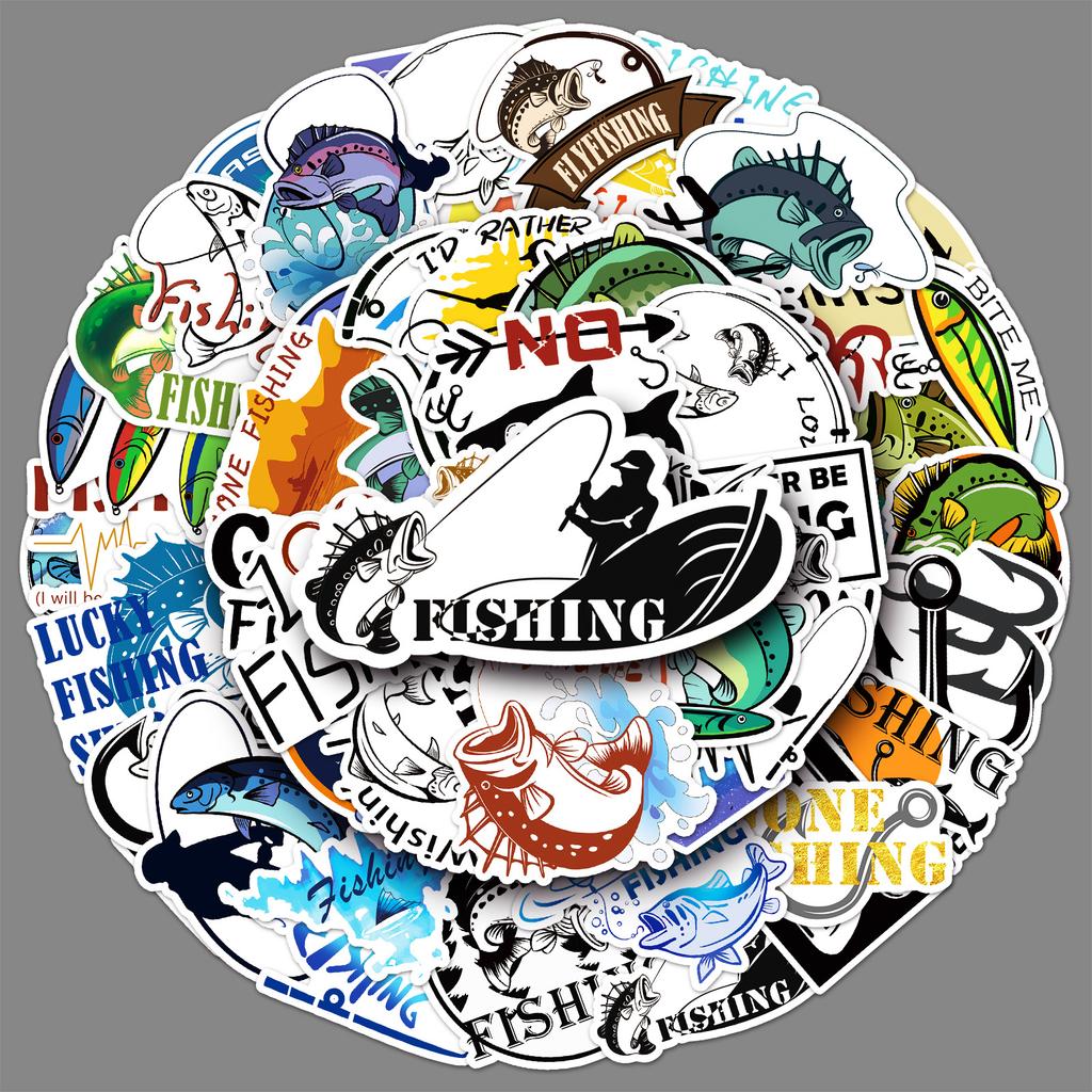 50 Fishing Graffiti Stickers Personalized Cartoon Outdoor Decoration Water Cup Suitcase Fishing Box Stickers