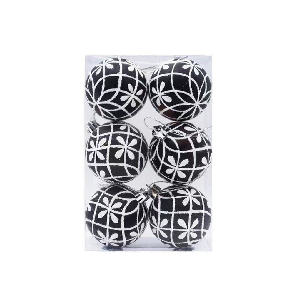 

6PCS Round Hand-painted Christmas Tree Ball Shatterproof Christmas Tree Decorative Party 1
