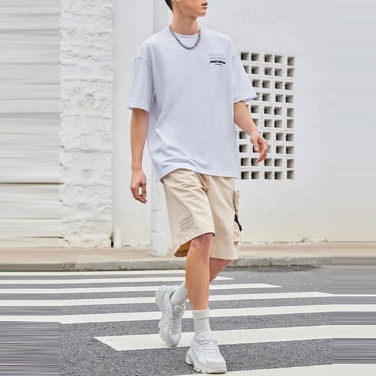 Li-Ning Loose Solid Color Cargo Shorts Men Bottoms Khaki AKSSA37-3