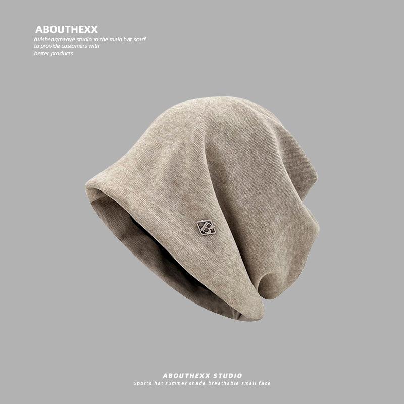 Big Head Hat Women's Knitted Pile Hat Lazy Style Autumn and Winter Cold Hat Korean Style Warm Baotou Hat for Men