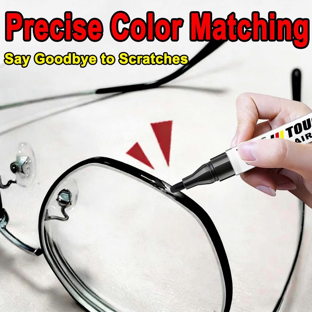 Stylo Retouche Peinture pour Monture de Lunettes Noir Mat, Formule Nano-Adhésive pour Réparation des Rayures et Éclats, Kit de Réparation Verre pour Vieilles Montures